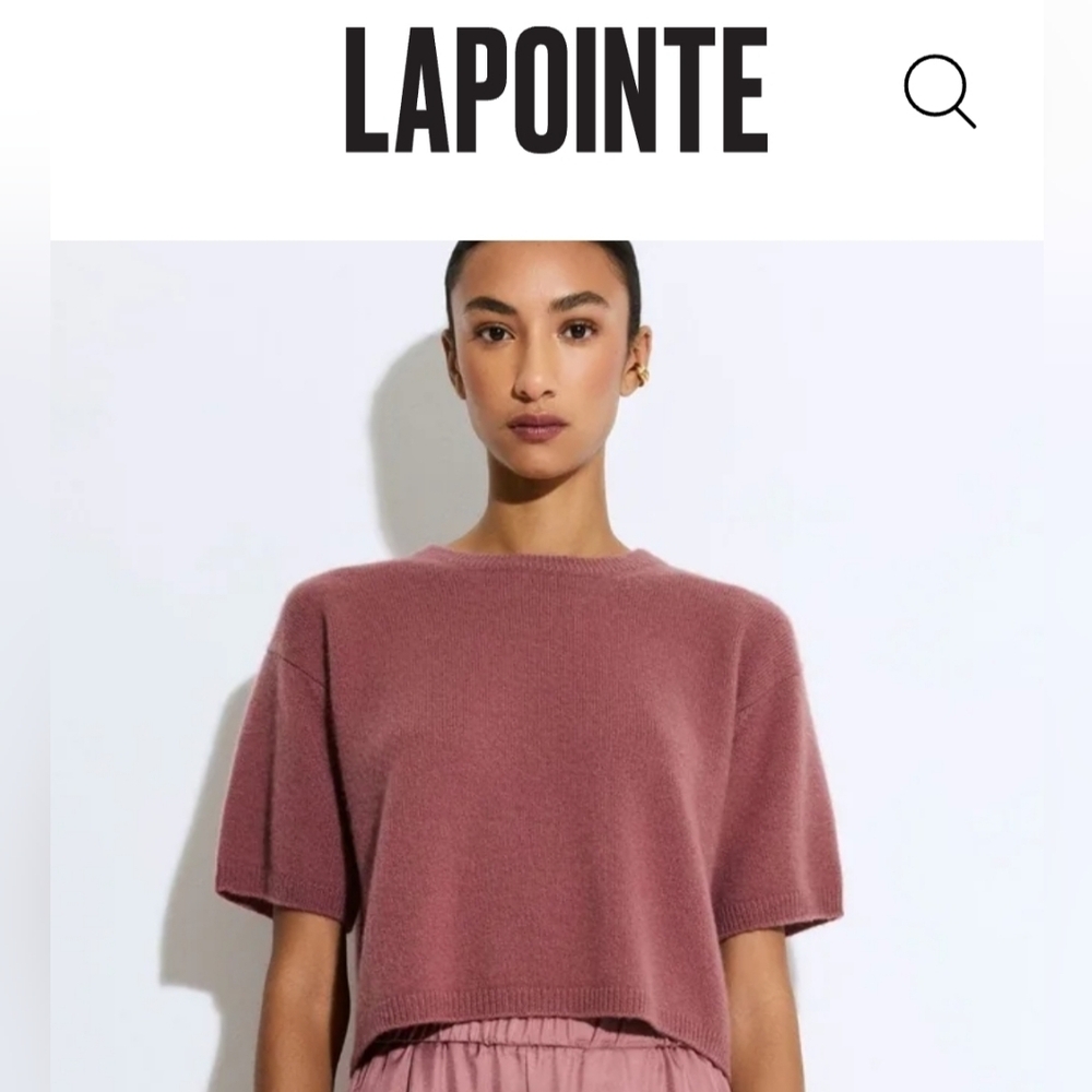 LAPOINTE Pink/Salmon Cashmere Short Sleeve Sweater.Size XS/S but oversized!